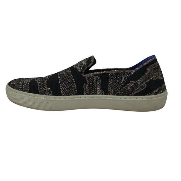 Rothys The Original Black Gold Shimmer Knit Stretch Slip On Sneaker Womens 8.5 - Picture 3 of 13